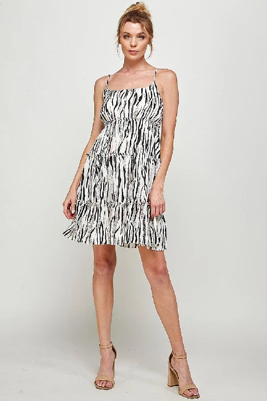 Short Zebra Print Ruffled Dress