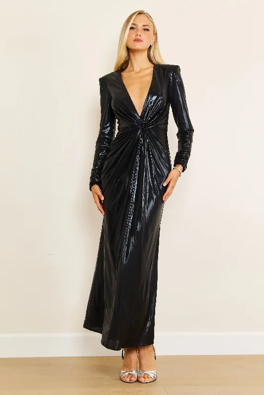 Long Sexy Semi Formal Metallic Dress