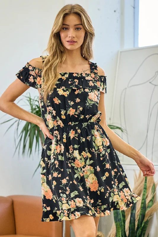 Short Off Shoulder Floral Dress