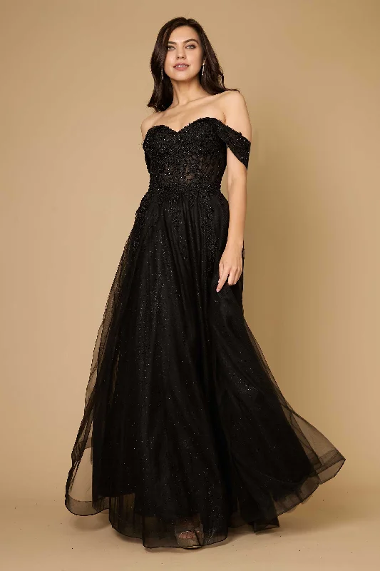 Long Off Shoulder Corset Formal Dress