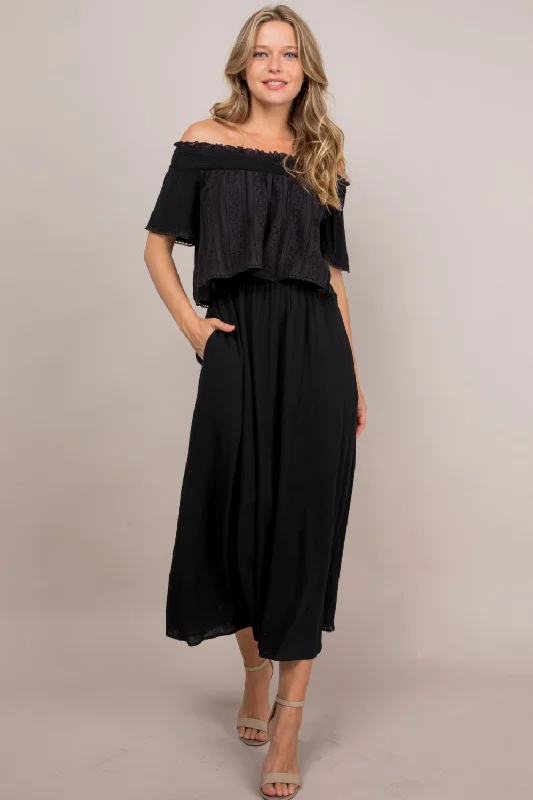 Off Shoulder Lace Maxi Dress