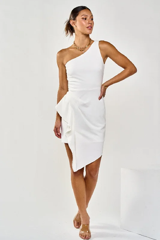 Short One Shoulder Pleated Graduation Dress