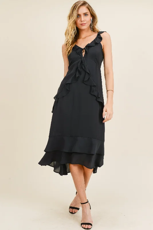 Sleeveless Ruffle Midi Dress