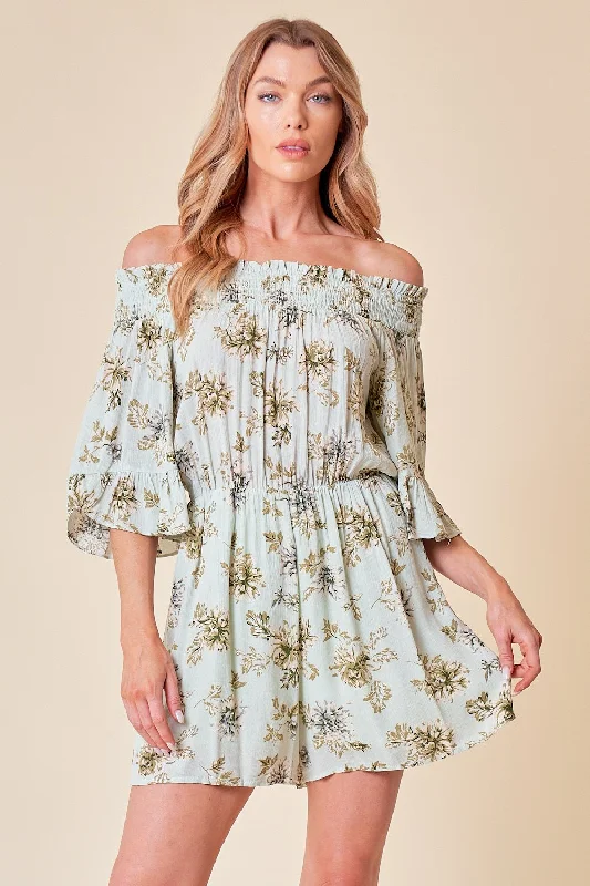 Short Floral Off Shoulder Romper