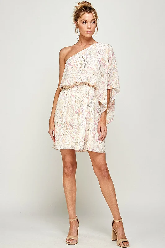 Short Printed One Shoulder Dress