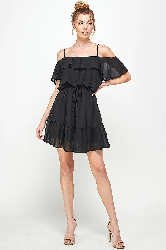 Short Off Shoulder Ruffled Dress