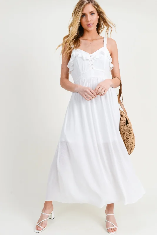 Ruffle Crochet Lace Maxi Dress