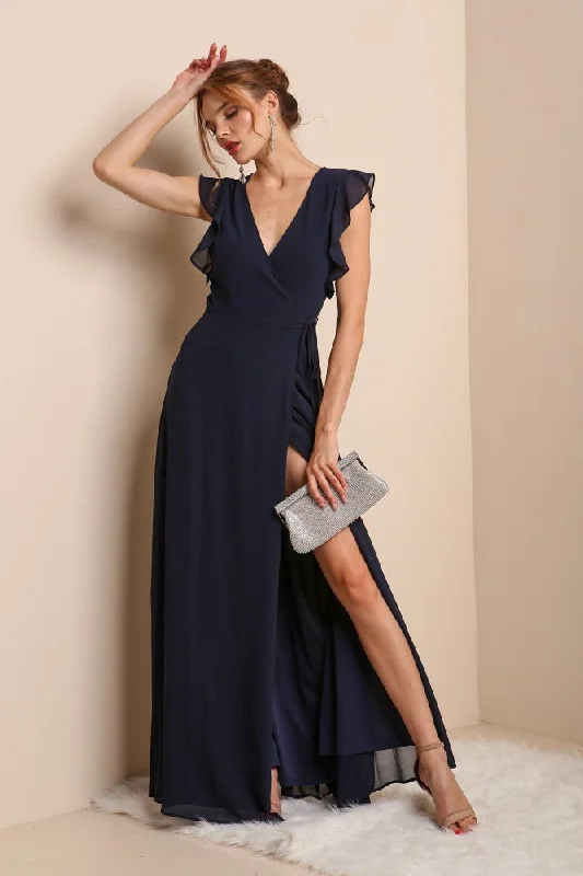 Flutter Sleeve Maxi I Midnight Blue