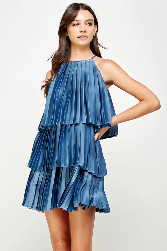 LOVE IN A MIST PLEATED MINI DRESS