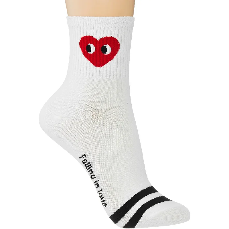 HEART EYES CREW SOCKS WHITE