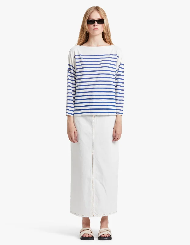 Striped Boatneck Mariner Tee - Deckwash White/Sistine Blue