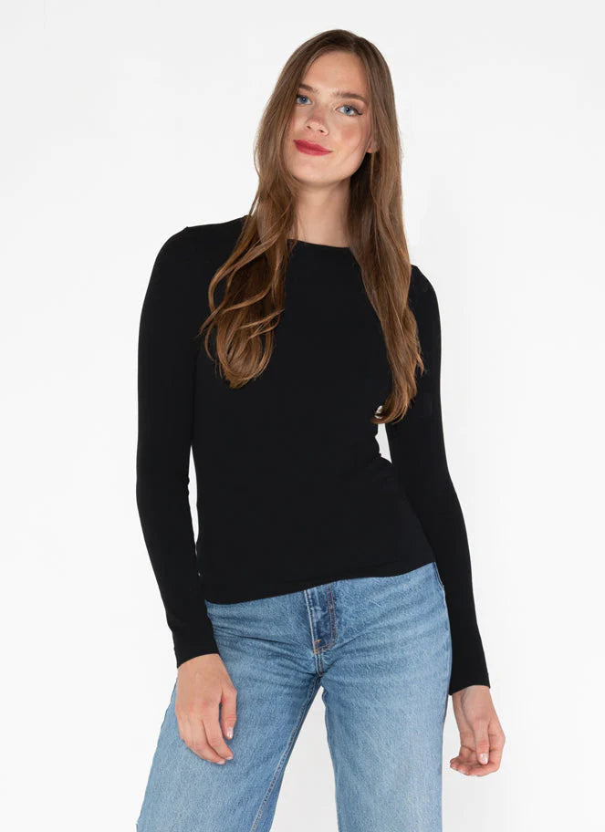 BAMBOO LONG SLEEVE CREW NECK | Black