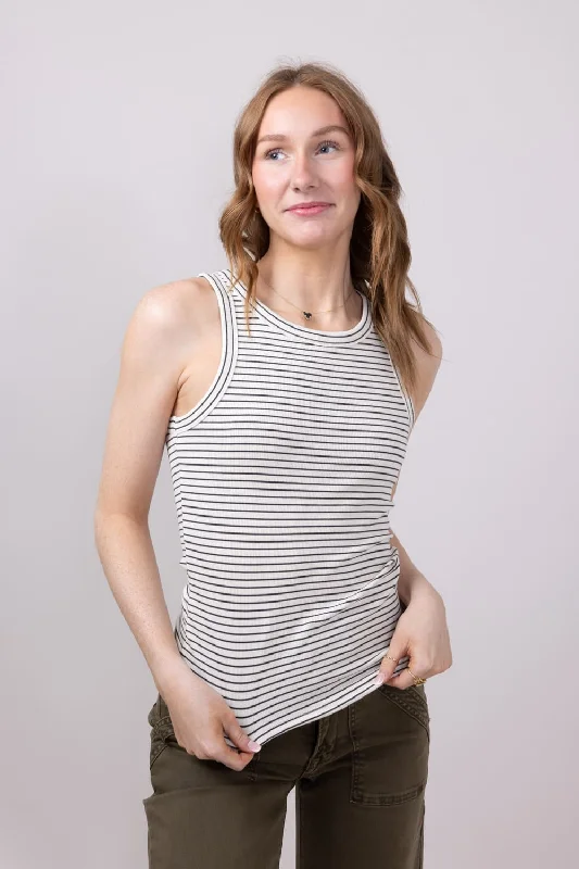 Thread & Supply Edlin Stripe Tank Top for Women in Cream Black | T2338BRTS-CREAMBLACK