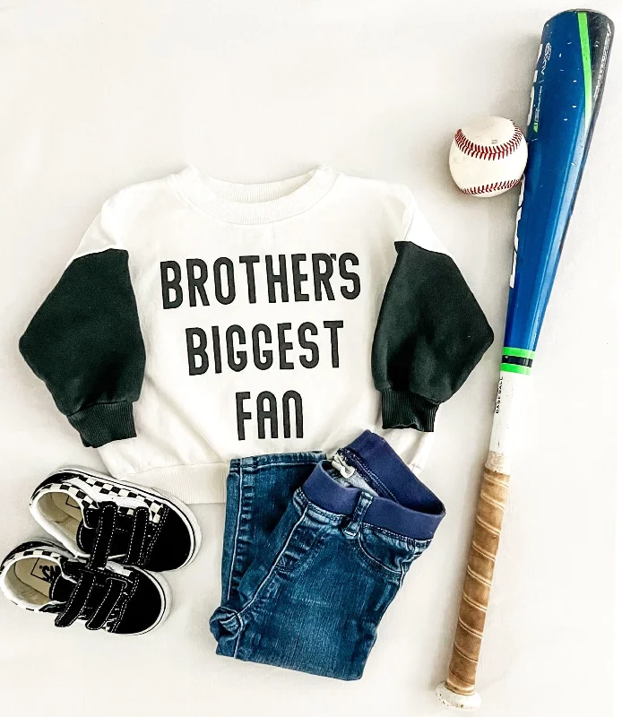 Brother's Biggest Fan Sweatshirt in White/Pirate