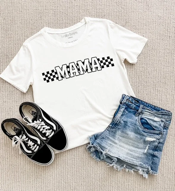 MAMA Checkered Tee in Coconut