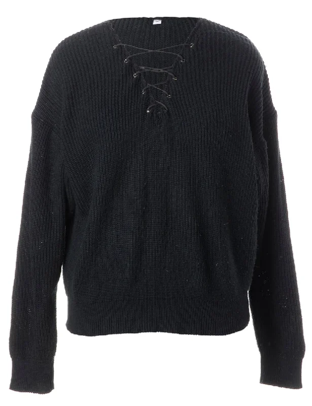 Label Black Lace Up Jumper