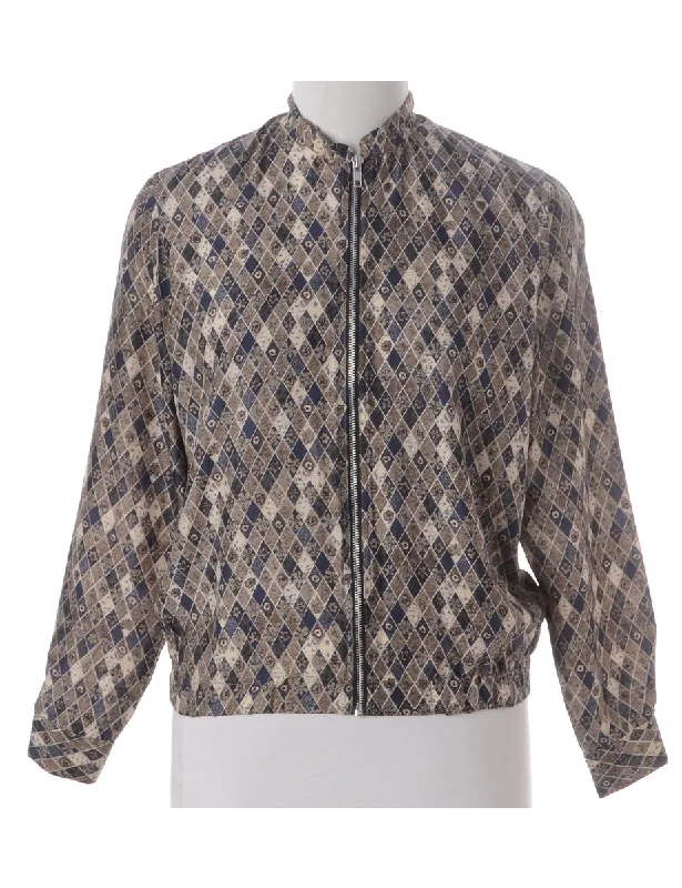 Label Blouse Floral Print Bomber