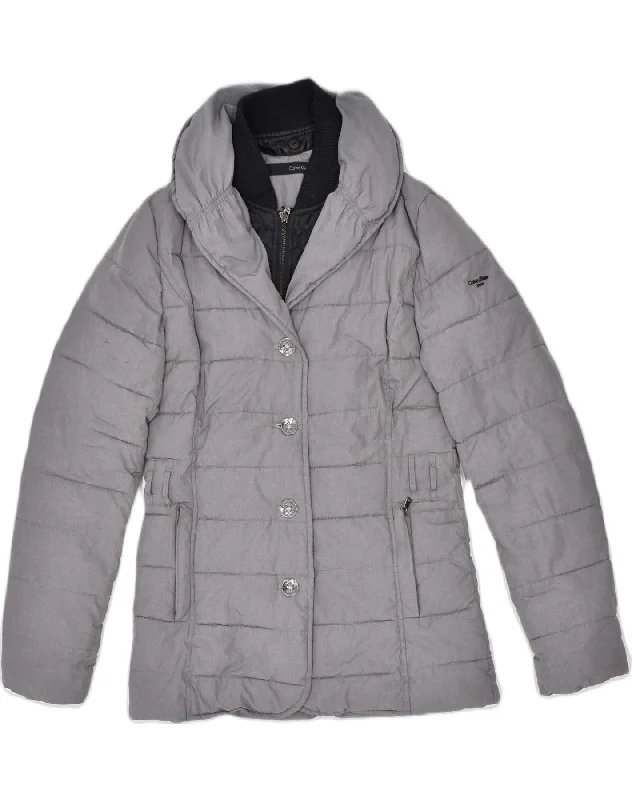 CALVIN KLEIN Womens Padded Jacket UK 10 Small Grey Nylon