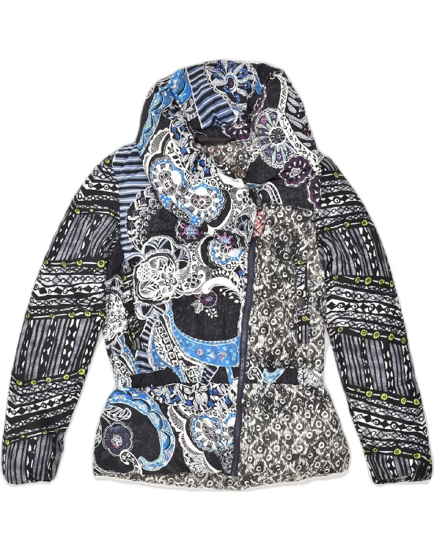 DESIGUAL Womens Crazy Pattern Padded Jacket EU 38 Medium Multicoloured