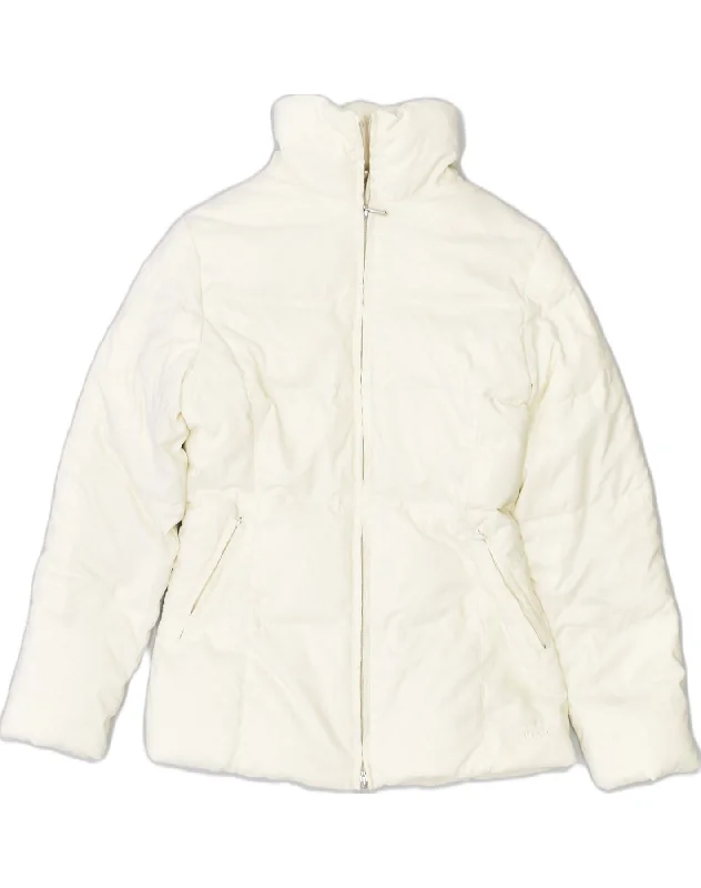 ELLESSE Womens Padded Jacket UK 10 Small White Cotton