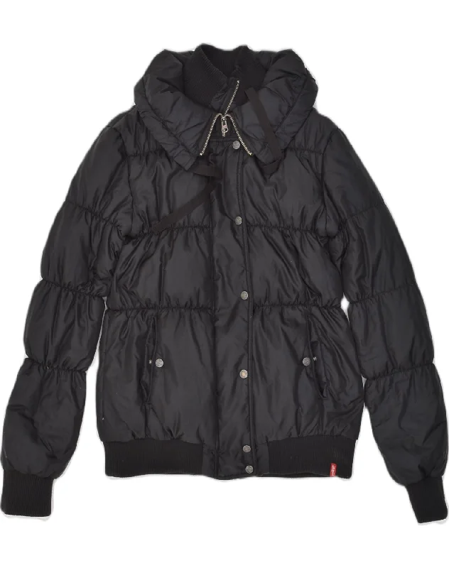 LEVI'S Womens Padded Jacket UK 12 Medium Black Polyester