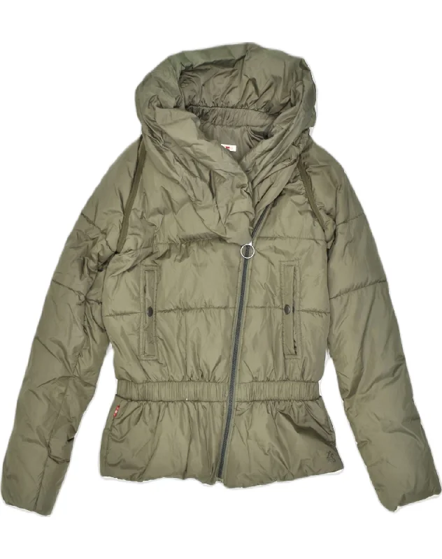 LEVI'S Womens Padded Jacket UK 6 XS Khaki Polyester