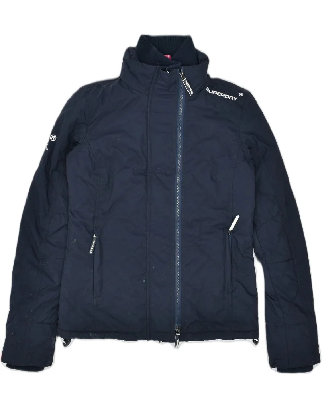 SUPERDRY Womens Loose Fit Padded Jacket UK 6 XS Navy Blue Nylon