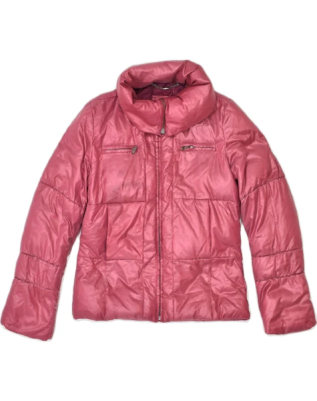 TRUSSARDI Womens Padded Jacket IT 44 Medium Pink Polyester