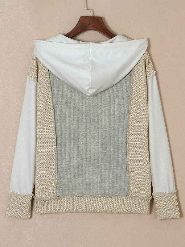 Hooded Sweater with Color Panels