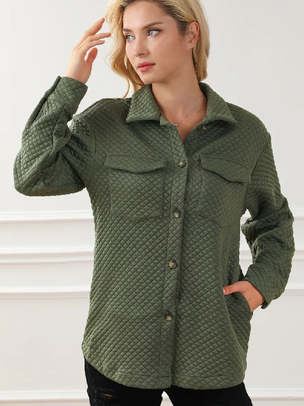 Quilted Button-Down Jacket with Pockets