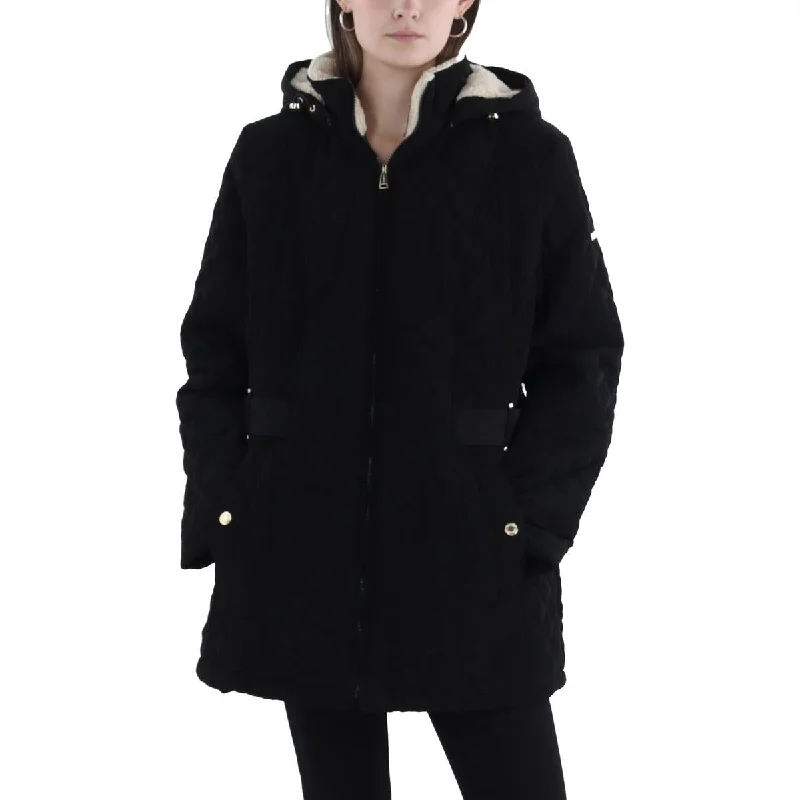 Laundry by Shelli Segal Womens Faux Fur Hooded Quilted Coat