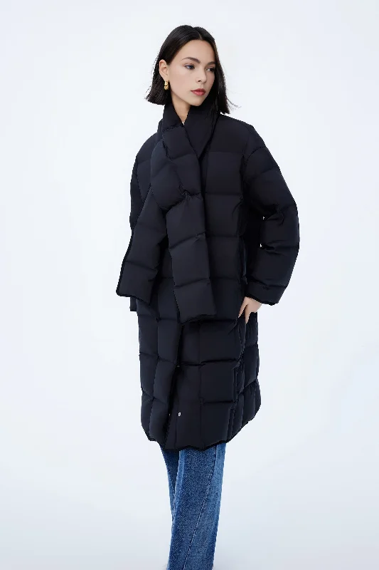 LILY Detachable Scarf Long Down Jacket