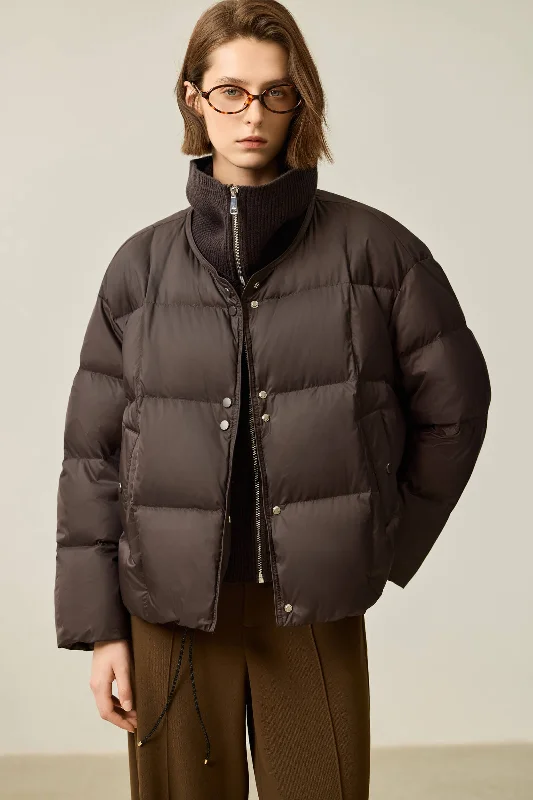 LILY Puff Sleeve Duck Down Coat with Layered Look