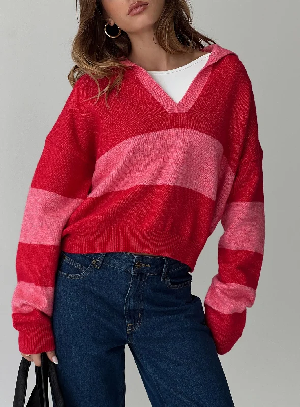 Holdon Sweater Red/ Pink Stripe