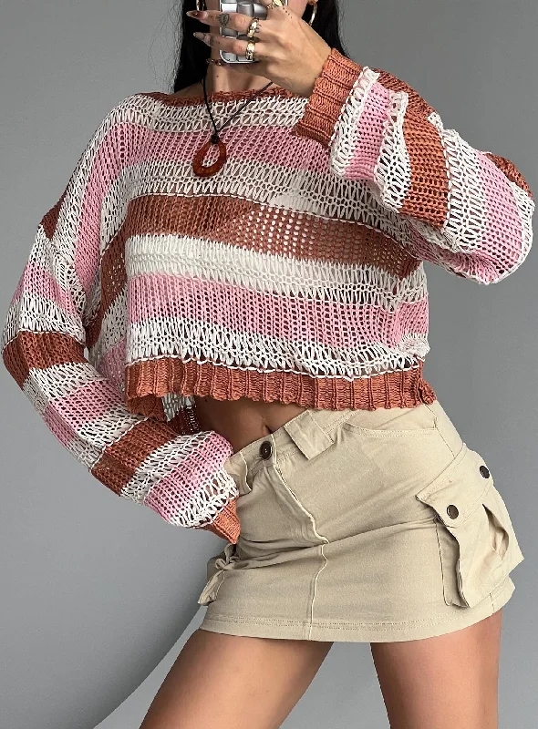 Perren Sweater Pink / Brown Stripe