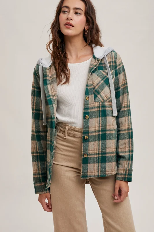 Hooded Flannel Shirt Jacket