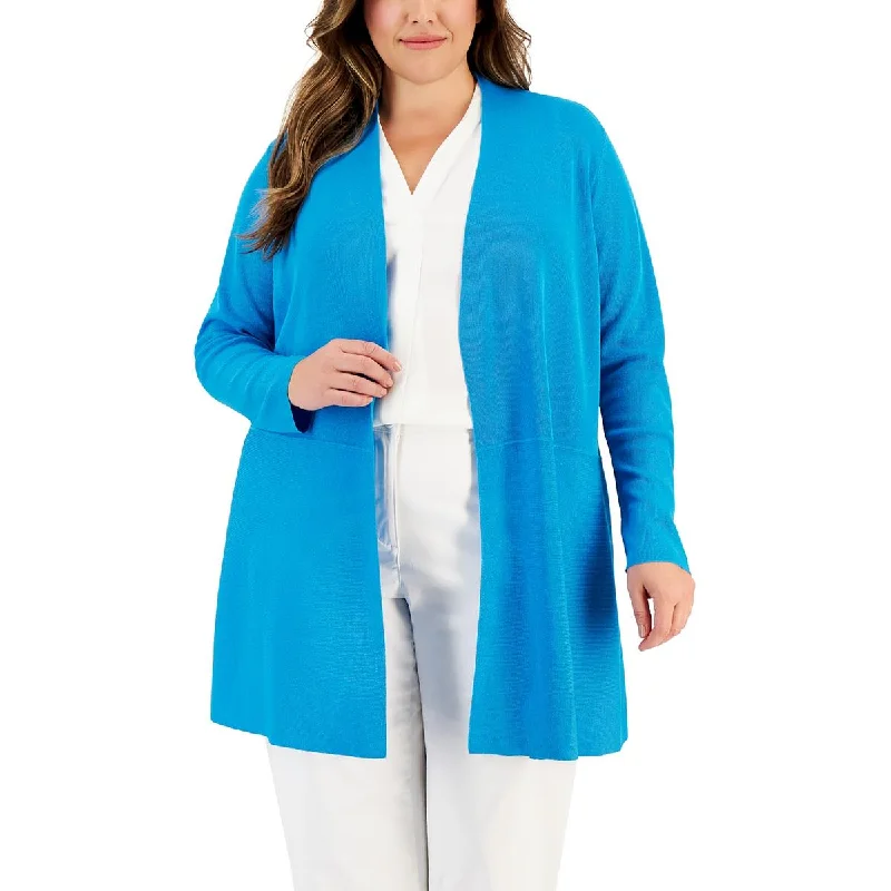 Plus Womens Solid Cardigan Sweater