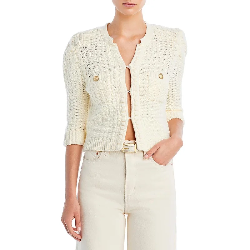 Delilah Womens Textured Cotton Cardigan Sweater