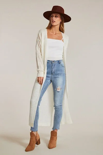 Cream Solid Light Weight Cardigan