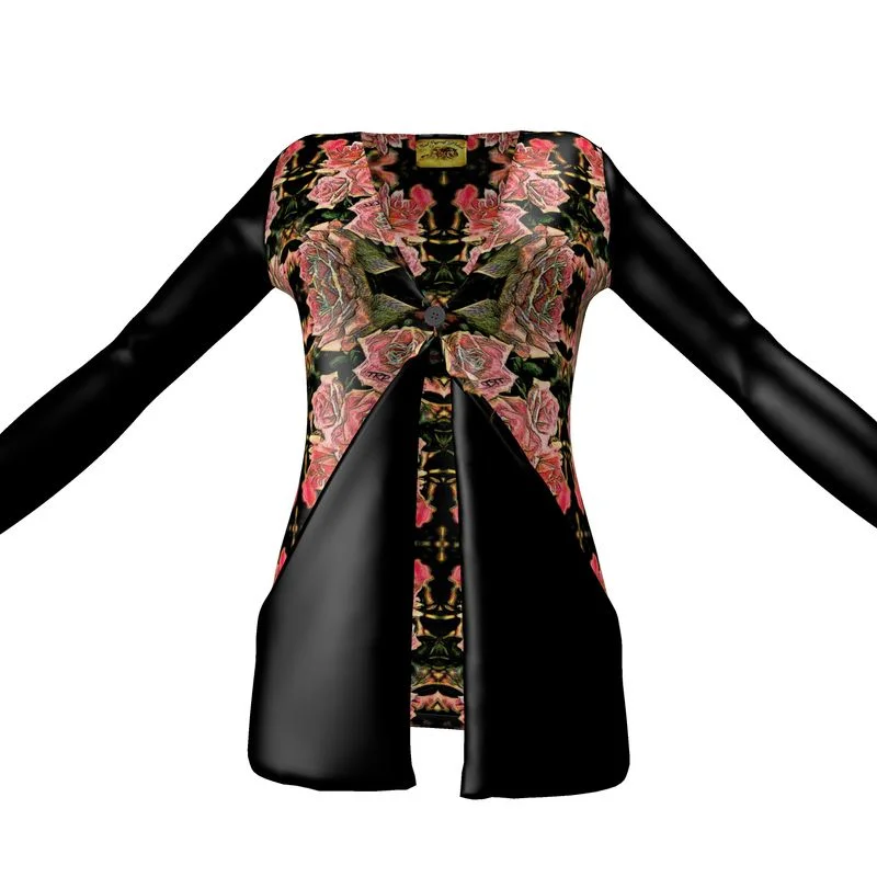 Floral Embosses: Roses 06-01 Ladies Designer Drop Pocket Cardigan