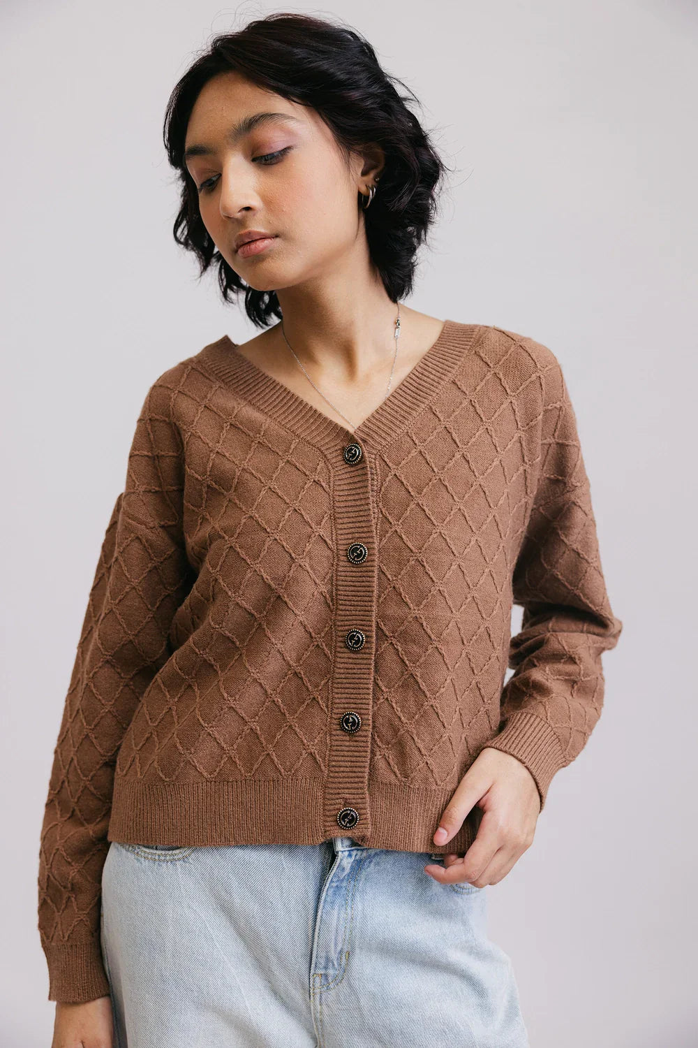 Full Sleeves V-Neck Cardigan Sweater