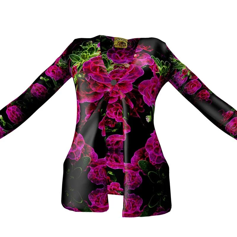 Floral Embosses: Roses 02-01 Ladies Designer Drop Pocket Cardigan