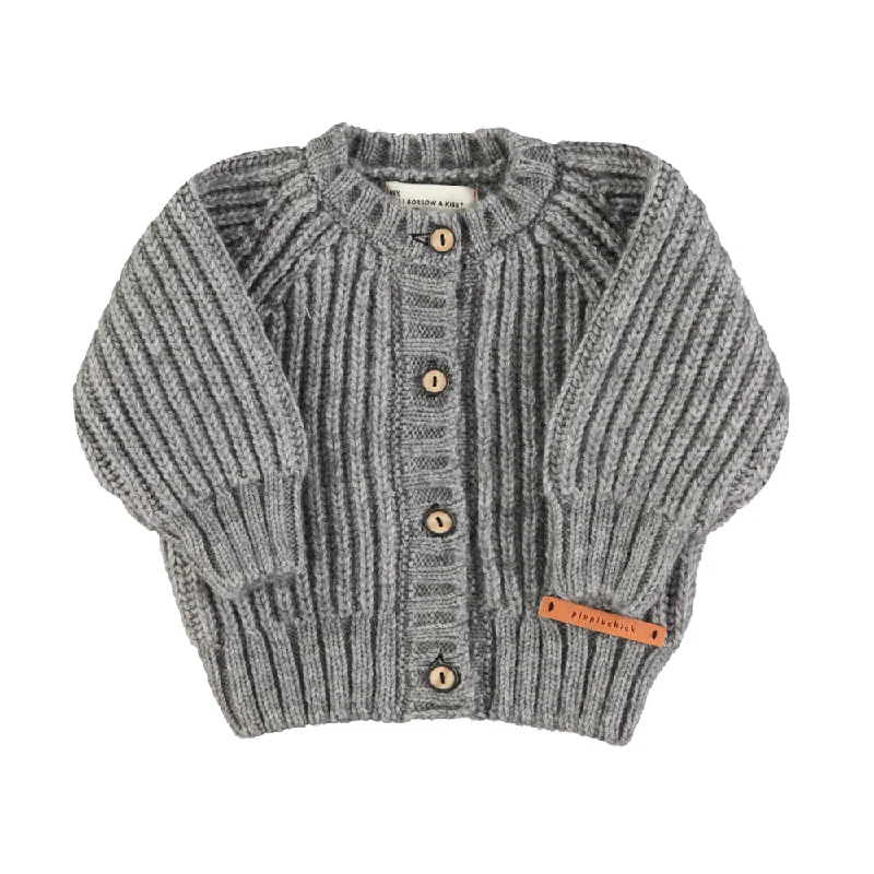 Piupiuchick Grey Knitted Baby Cardigan