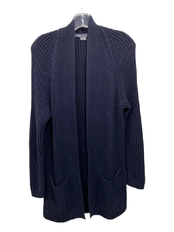 Vince Size XS Navy Blue Cotton Pockets Open Front Cardigan Sweater