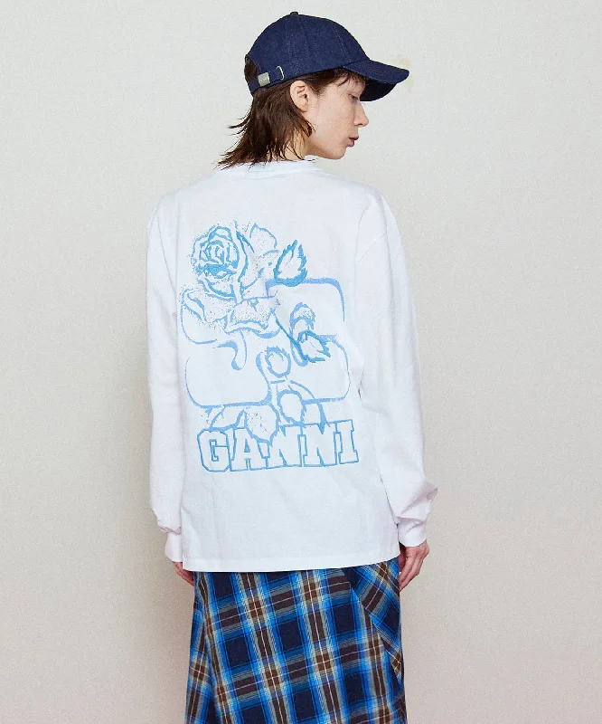 【GANNI】Future Heavy Jersey Rose Long Sleeve T-shirt