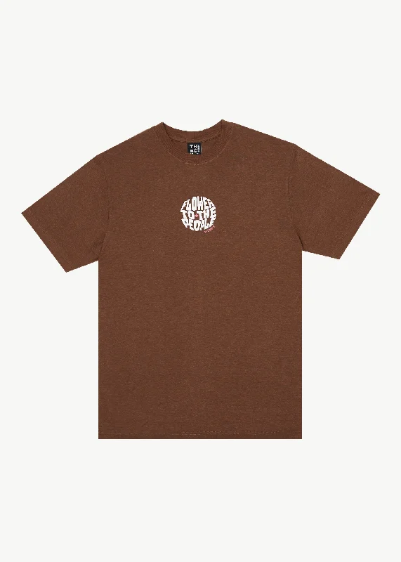 AFENDS Mens Circular - Graphic Retro T-Shirt - Toffee