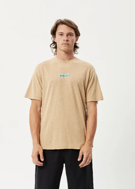 AFENDS Mens Heatwave - Retro Graphic Logo T-Shirt - Tan