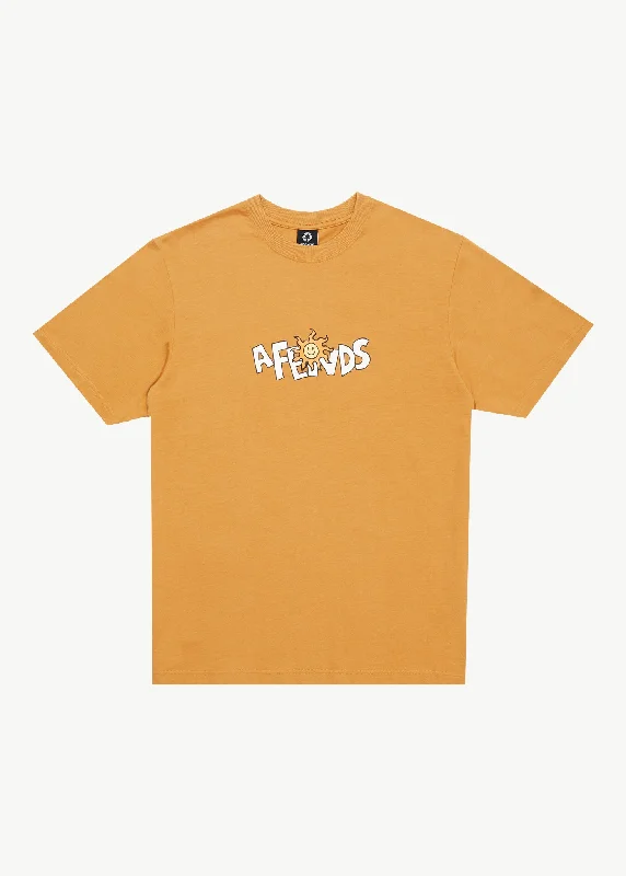 AFENDS Mens Sunshine - Retro Graphic T-Shirt - Mustard