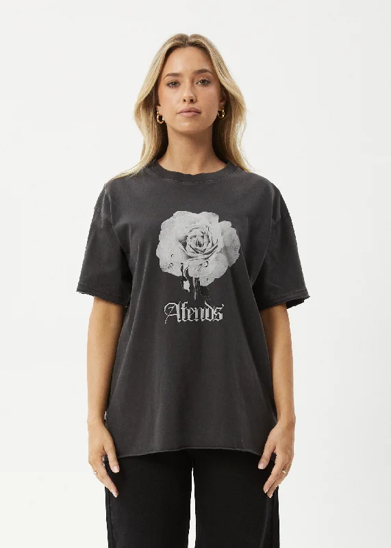 AFENDS Womens Sweet Juliet - Oversized T-Shirt - Stone Black