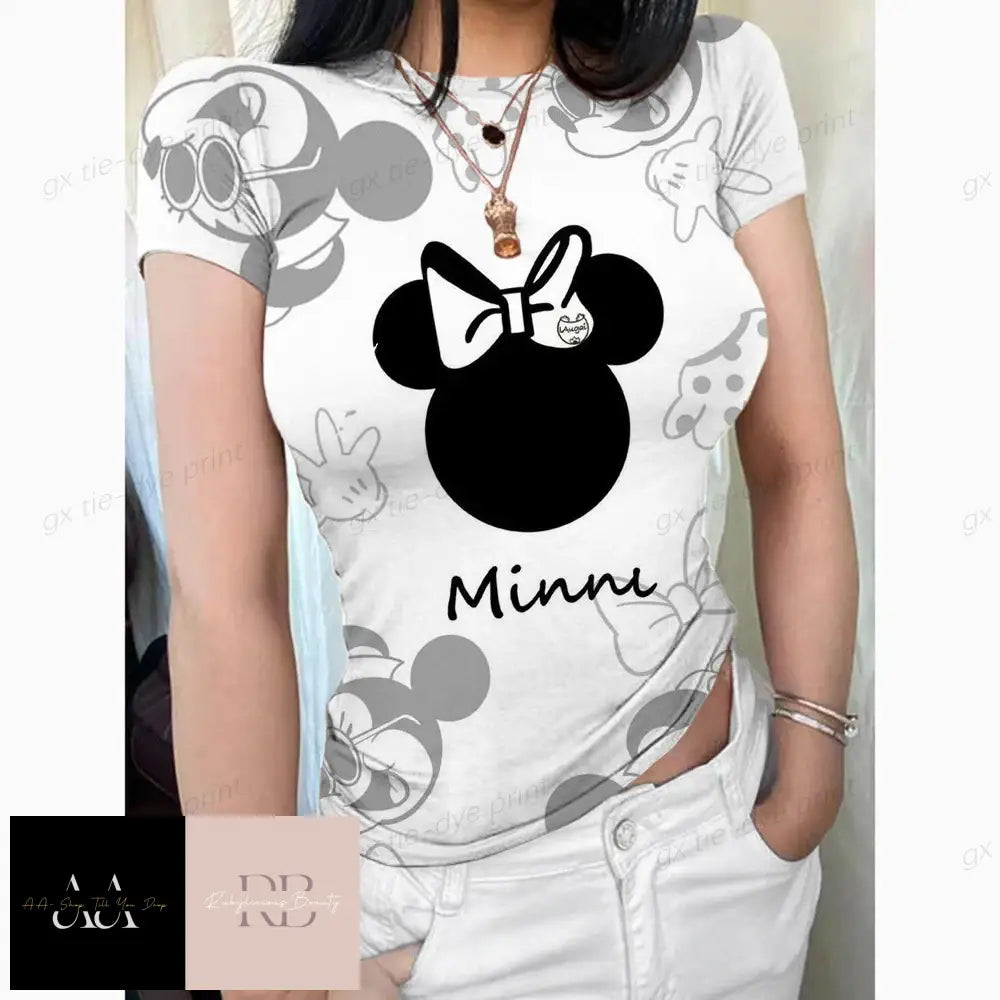 Basic Short Sleeve Women's T-shirt - Disney Minnie Shape- S/3XL